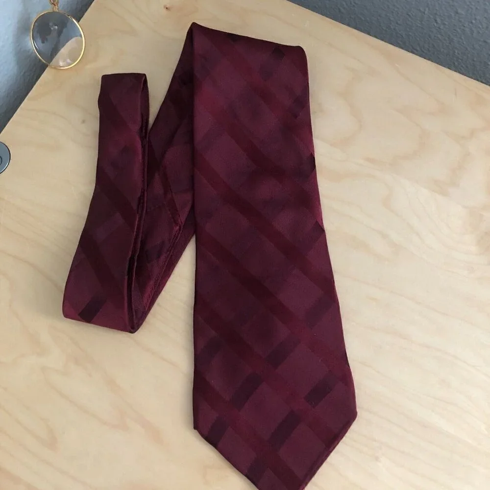 PRONTO UOMO Men's 100% Silk Burgundy Red Necktie - Old Money Quiet Luxury EUC